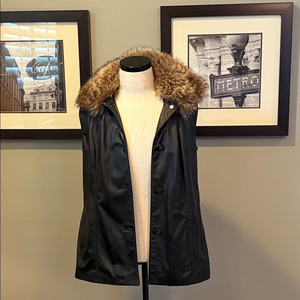 Saks Fur Department Custom Made Leather and Fur Vest